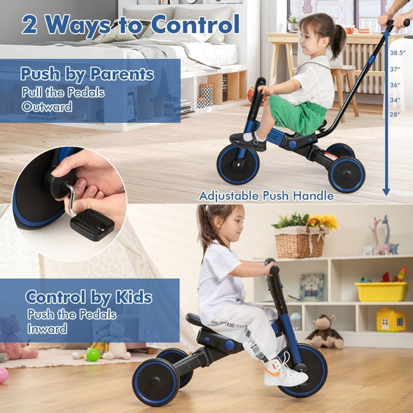 4 - in - 1 Kids Tricycle Foldable Toddler Balance Bike - Aroflit