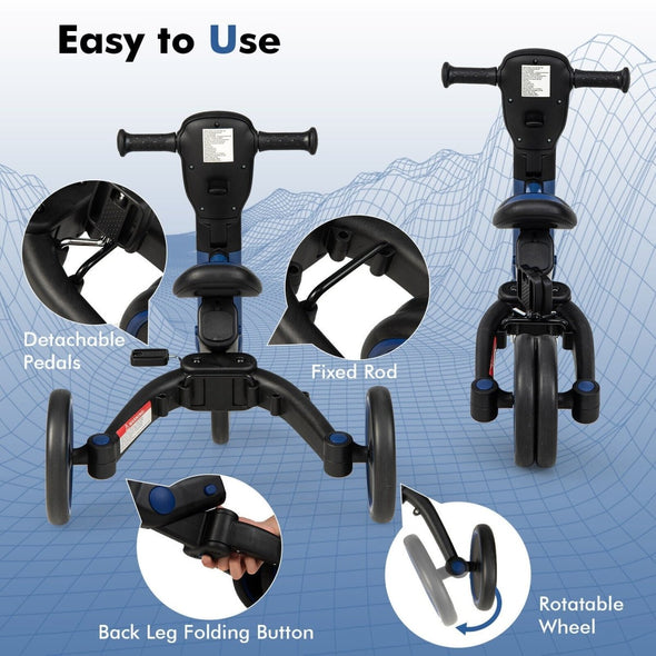 4 - in - 1 Kids Tricycle Foldable Toddler Balance Bike - Aroflit