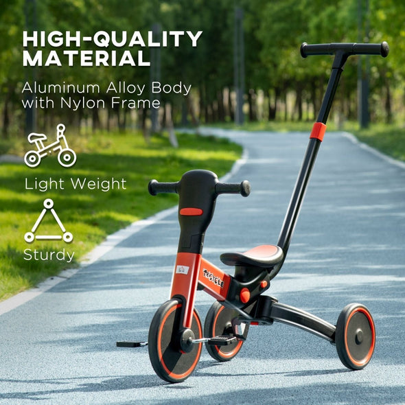 4 in 1 Kids Tricycle with Parent Push Handle - Aroflit