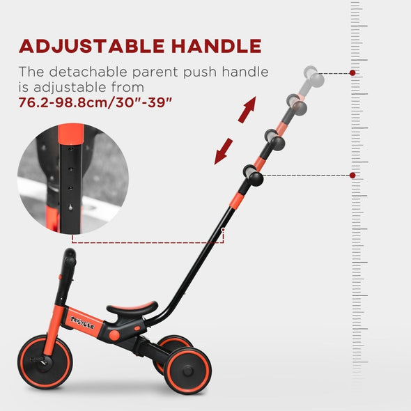 4 in 1 Kids Tricycle with Parent Push Handle - Aroflit