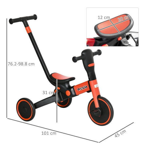 4 in 1 Kids Tricycle with Parent Push Handle - Aroflit