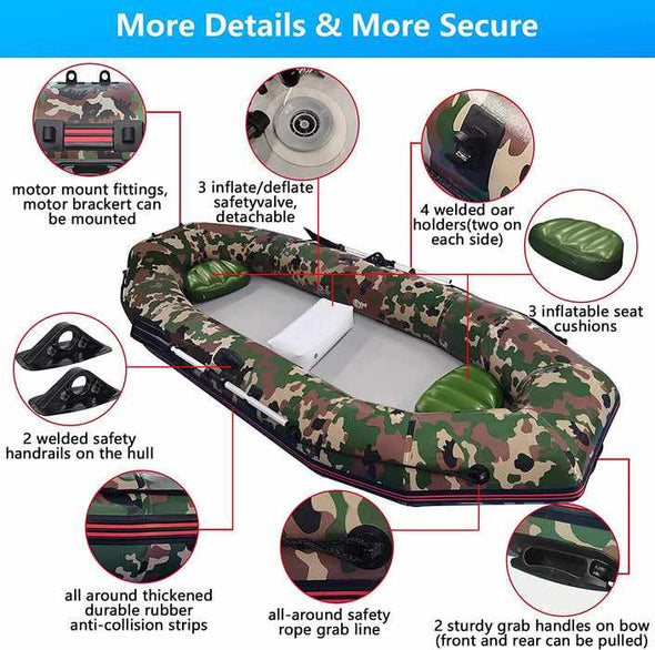 4 Person Inflatable Blow Up Raft Boat - Aroflit