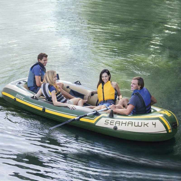 4 Person Inflatable Outdoor Water Boat Set with Oars and Hand Pump - Aroflit
