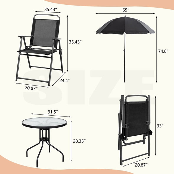 4 - Person Outdoor Patio Dining Set with Umbrella – Stylish, Durable, Comfortable - Aroflit