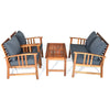 4 - Piece Wooden Patio Furniture Set – Loveseat, Chairs, Table, Cushions - Aroflit