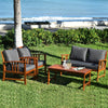 4 - Piece Wooden Patio Furniture Set – Loveseat, Chairs, Table, Cushions - Aroflit