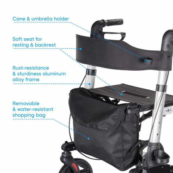 4 Wheel Rollator Walker With Seat - Aroflit