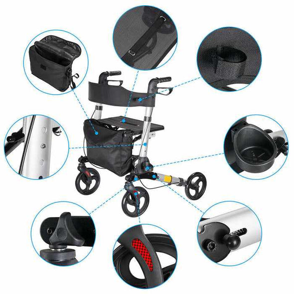 4 Wheel Rollator Walker With Seat - Aroflit