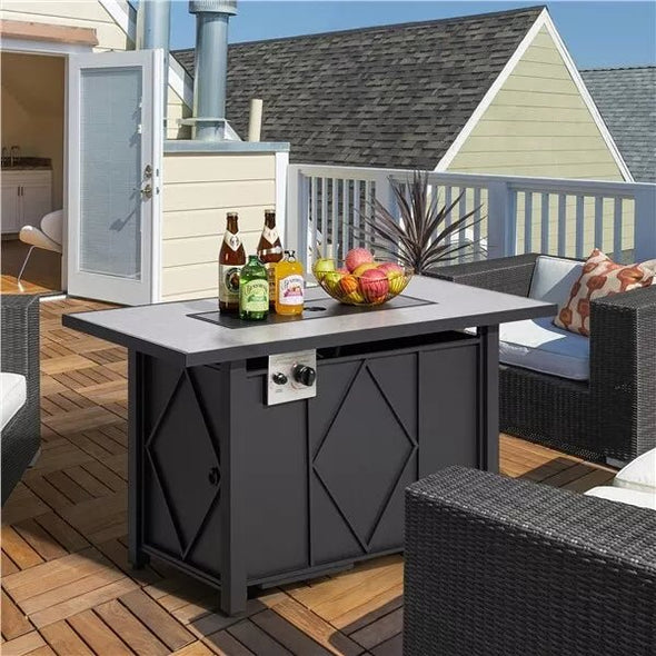 43 - Inch Propane Fire Pit Table with 50,000 BTU Burner & Protective Cover - Aroflit