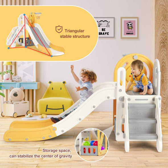 5 in 1 Toddler Slide & Freestanding Kids Playground with Climber, Hoop - Aroflit