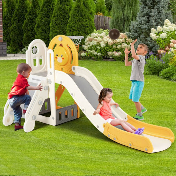 5 in 1 Toddler Slide & Freestanding Kids Playground with Climber, Hoop - Aroflit