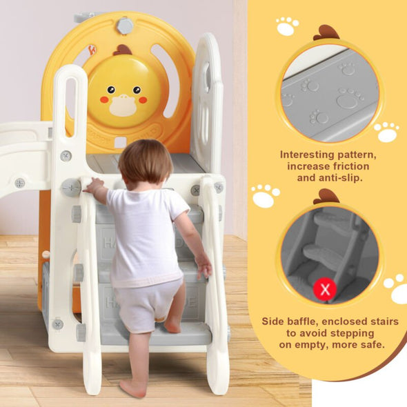 5 in 1 Toddler Slide & Freestanding Kids Playground with Climber, Hoop - Aroflit