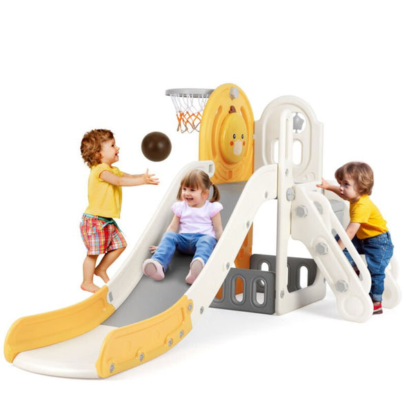 5 in 1 Toddler Slide & Freestanding Kids Playground with Climber, Hoop - Aroflit
