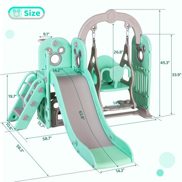 5 - in - 1 Toddler Slide & Swing Set, Indoor & Outdoor Playground Playset - Aroflit