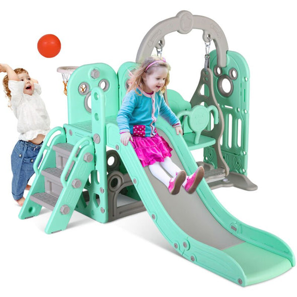 5 - in - 1 Toddler Slide & Swing Set, Indoor & Outdoor Playground Playset - Aroflit