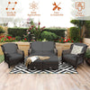 5 - Piece Rattan Patio Furniture Set with Cushions – Outdoor Sofa & Ottoman - Aroflit