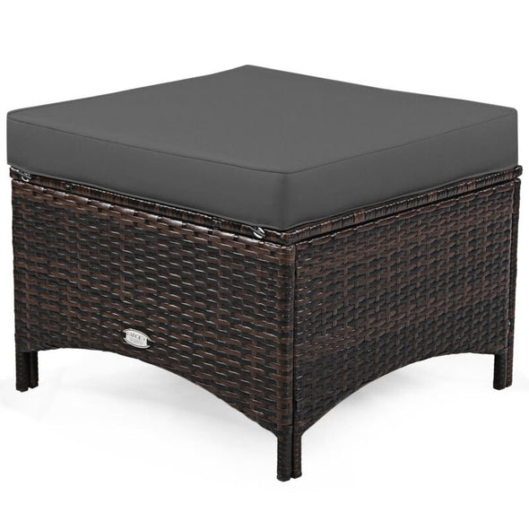 5 - Piece Rattan Patio Furniture Set with Cushions – Outdoor Sofa & Ottoman - Aroflit