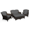 5 - Piece Rattan Patio Furniture Set with Cushions – Outdoor Sofa & Ottoman - Aroflit