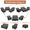 5 - Piece Rattan Patio Furniture Set with Cushions – Outdoor Sofa & Ottoman - Aroflit