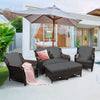 5 - Piece Rattan Patio Furniture Set with Cushions – Outdoor Sofa & Ottoman - Aroflit