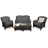 5 - Piece Rattan Patio Furniture Set with Cushions – Outdoor Sofa & Ottoman - Aroflit