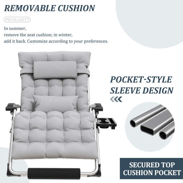 500LB Oversized Zero Gravity Chair with Adjustable Recline and Cushions - Aroflit