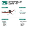 52 - Inch Ceiling Fan Light with Remote Control, Dimmable LED - Aroflit