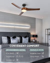52 - Inch Ceiling Fan Light with Remote Control, Dimmable LED - Aroflit