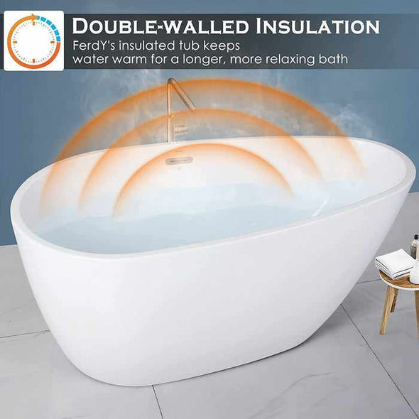 55" Small Freestanding Soaking Bathtub - Aroflit