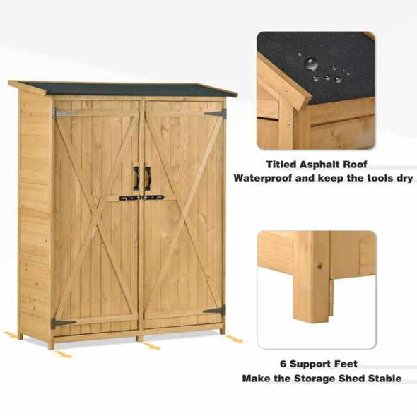 5.8' x 3' Small Wooden Outdoor Garden Storage Shed Kits - Aroflit