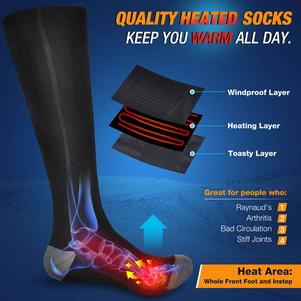Rechargeable Electric Heated Socks, 3 Temperature Settings