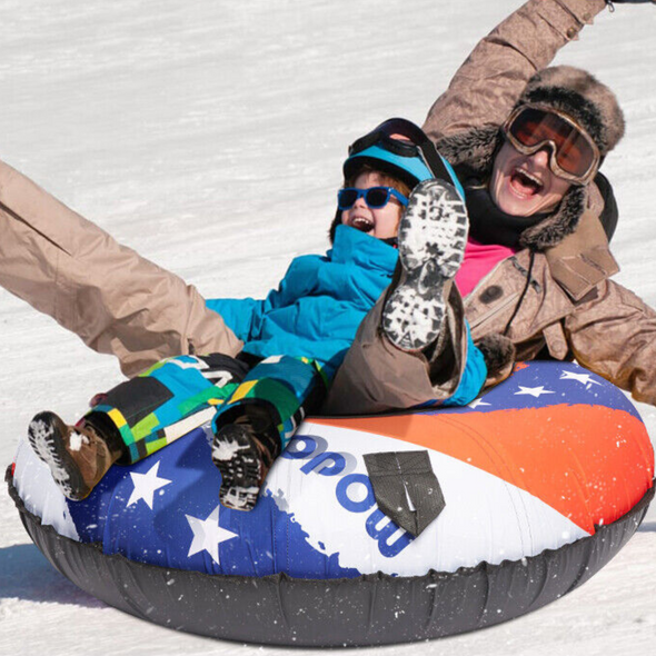 Heavy Duty Inflatable Saucer Snow Tube Sled, Kids & Adults 44-Inch