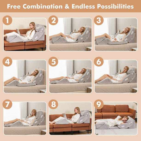 6 Pieces Bed Pillow Sleeping Wedge For Acid Reflux & Gerd-Aroflit