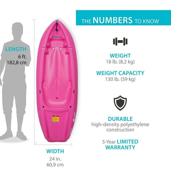 6 ft Lightweight Pink Youth Kayak with UV Protection for Kids - Aroflit