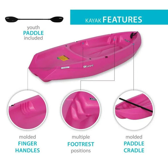 6 ft Lightweight Pink Youth Kayak with UV Protection for Kids - Aroflit