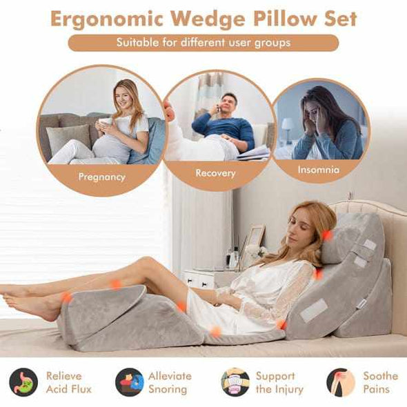 6 Pieces Bed Pillow Sleeping Wedge For Acid Reflux & Gerd - Aroflit