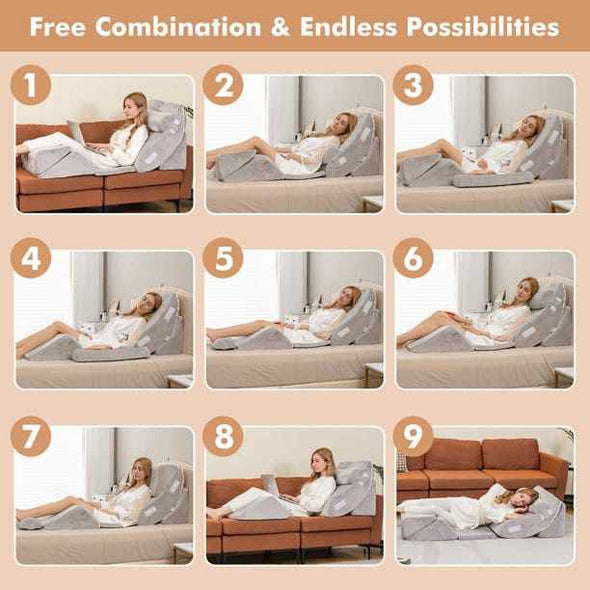 6 Pieces Bed Pillow Sleeping Wedge For Acid Reflux & Gerd - Aroflit