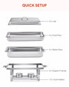 6 - Set Stainless Steel Buffet Food Warmer – 9L Chafing Dishes with Lids - Aroflit