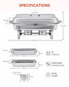 6 - Set Stainless Steel Buffet Food Warmer – 9L Chafing Dishes with Lids - Aroflit
