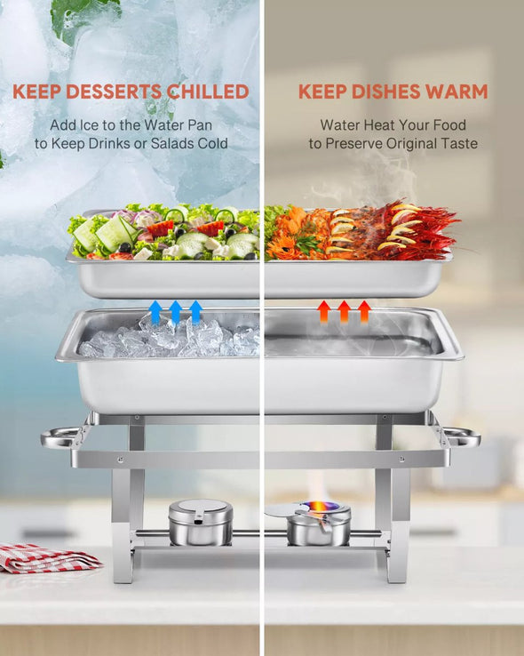 6 - Set Stainless Steel Buffet Food Warmer – 9L Chafing Dishes with Lids - Aroflit
