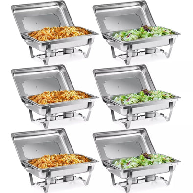 6 - Set Stainless Steel Buffet Food Warmer – 9L Chafing Dishes with Lids - Aroflit