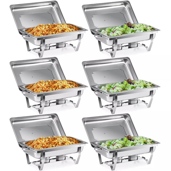 6 - Set Stainless Steel Buffet Food Warmer – 9L Chafing Dishes with Lids - Aroflit