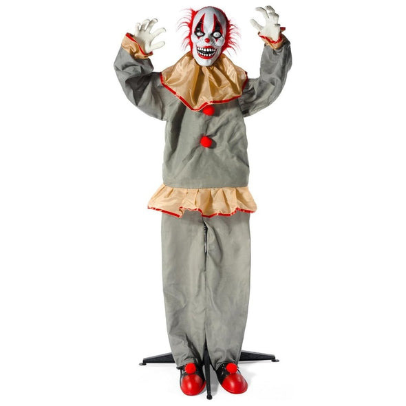 60" Scary Clown Halloween Animatronics with Motion & Light - Up Eyes - Aroflit