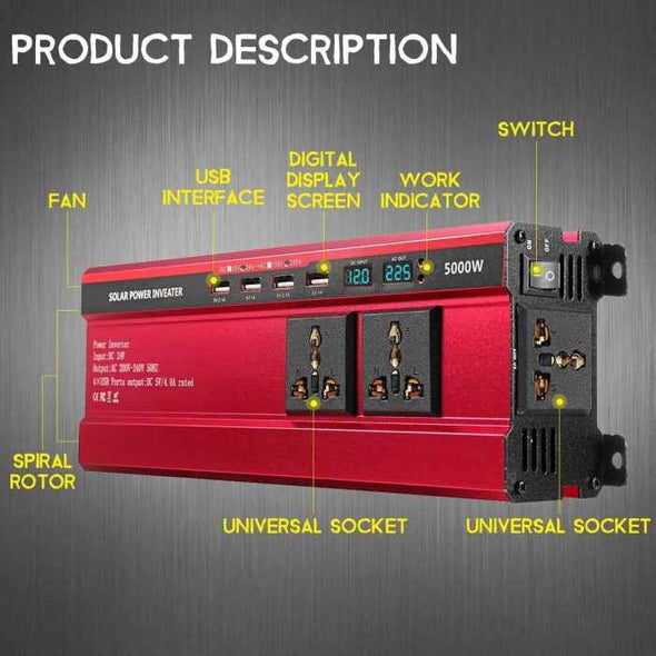 6000W Car Power Inverter DC 12V to AC 240V Converter - Aroflit