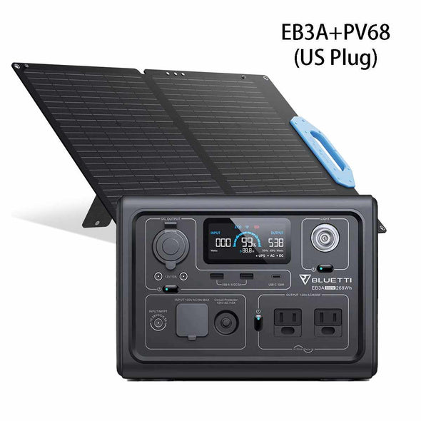 600W-268Wh Portable Power Station with Solar Panel