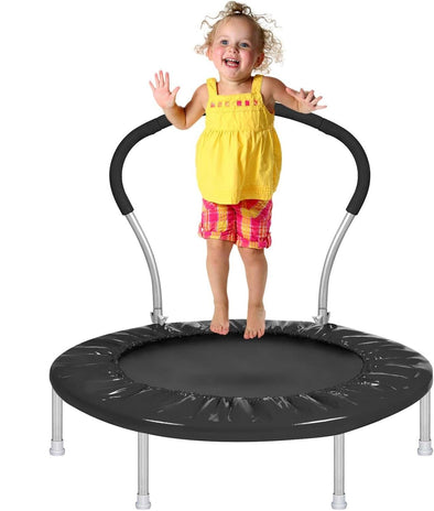 Safe Toddler Trampoline with Foam Handlebar, Indoor & Outdoor Fun