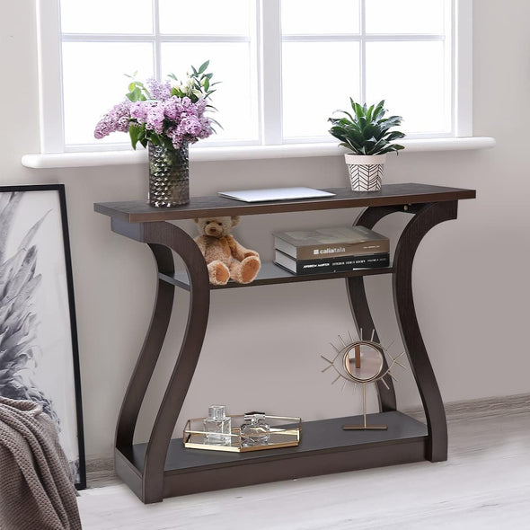 Slim Console Table with Storage for Entryway, Living Room, Hallway