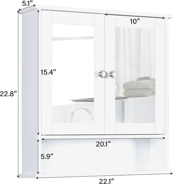 Wall Mounted Bathroom Cabinet with Mirror, Space-Saving