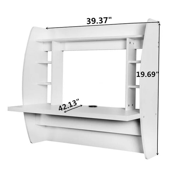 Fulton Wall-Mounted Floating Desk, Spacious, Stylish, White Design