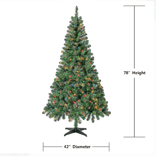 6.5 ft Artificial Christmas Tree with 300 Pre - Strung Mini Lights - Aroflit